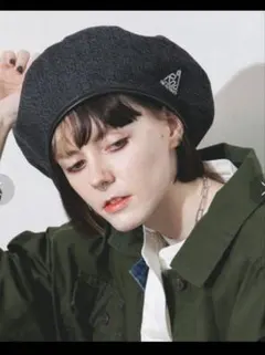 デニムレザーパイピングベレー帽　帽子