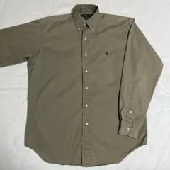 ラルフローレン カーキ シャツ 長袖 古着 オリーブ アメカジのサムネイル