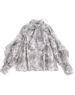 GRL 花柄フリルボウタイオーガンジーブラウス