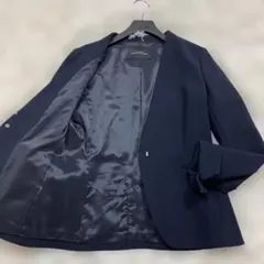 極美品 グリーンレーベルリラクシング ノーカラージャケット ネイビー Lサイズ