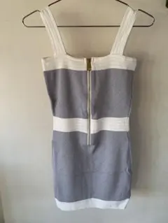 グレー/ホワイト タイトドレス Fサイズ