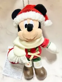 クリスマス　ディズニー　ぬいぐるみバッジ　ミッキー　ミニー
