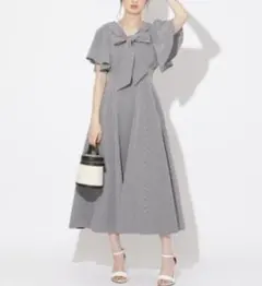 【ウィルセレクション】リボンVネックギンガムワンピースのサムネイル