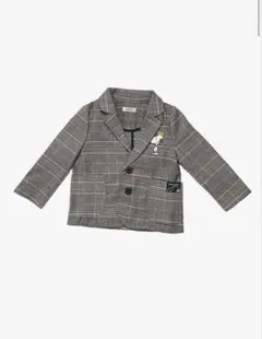 PEANUTSスヌーピー チェック ジャケット グレー90センチ