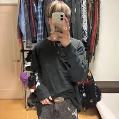 カーハート ロンT 袖ロゴ ビッグサイズ 長袖カットソー　黒　オーバーサイズ