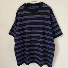 BACK NUMBER ボーダー Tシャツ ブラック パープルのサムネイル