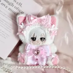 2 x おすわり♥12cm♥ぬい服♥ちびぐるみ♥いつぬい♥ネコ♥着ぐるみ おすわりぬい服 白猫 ピンク ちびぐるみ - メルカリ