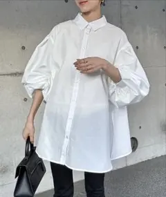 Bonjour Sagan 裾フレアバルーンスリーブシャツブラウス