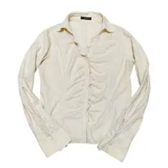 コムサイズム L イエロー フリル付き長袖シャツ ブラウス y2k レトロ