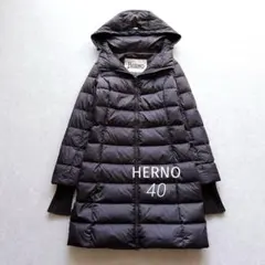 美品★HERNO｜定価16万 ポーラーテック 袖リブ ダウンコート グレー 40