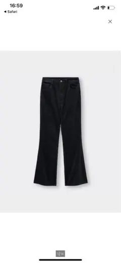 【GU】ジーユー コーデュロイフレアパンツ　S ブラック　黒