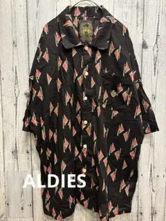 ♠️ ALDIES アールディーズ　半袖シャツ　ブラック　黒　総柄のサムネイル