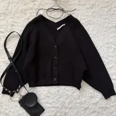 alicia PAGEBOY　ワッフル編みVネックカーディガンF　黒◆A2635のサムネイル