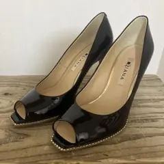 DIANA ブラック オープントゥ ハイヒール