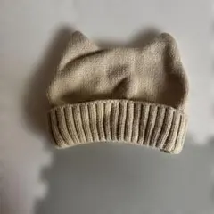 猫耳デザイン ニット帽 ベージュ　50~52cm
