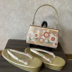 和装用バッグ 草履 セット ゴールド 花柄のサムネイル