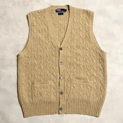 90〜00's POLO ポロ ラルフローレン ウール ケーブルニット ベスト