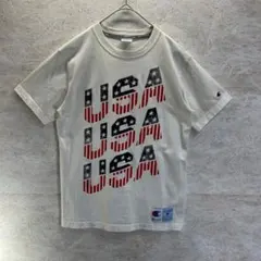 古着 チャンピオン Tシャツ USAプリント 刺繍ワンポイントロゴ 綿100 M