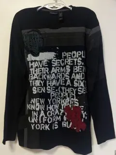 DKNY JEANS ロングスリーブTシャツ XXL アートプリント ブラック