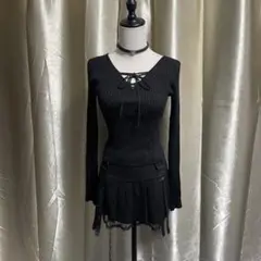 ニット レースアップ