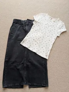タグ付きLevi's ブラック スリット入りデニムスカートW25S〜М