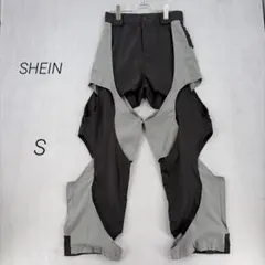 シーイン デザインパンツ カットアウト バイカラー 黒 S 個性的 変形のサムネイル