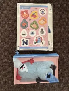 スシロー　スンスンコラボ　クリアポーチ&シール