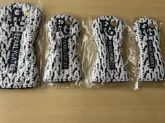 新品未使用 4個セット ゴルフヘッドカバー 1/3/5/UT 紺地白字柄