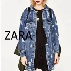 新品 ZARA TRF ダメージデニム ジャケットコート