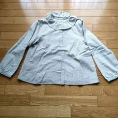 SamansaMos2 ストライプ フリル付き長袖シャツ