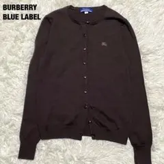 美品 バーバリーブルーレーベル カーディガン ホースロゴ ノバチェック 38 S