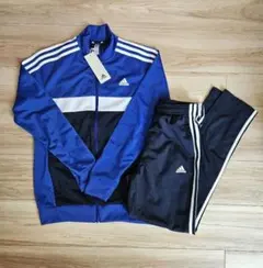【一部新品adidasキッズジャージ上下セット】 青/紺160サイズ