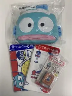 ハンギョドン くじ 4点セット 顔型ポーチ/てぬぐい2種/キーホルダー