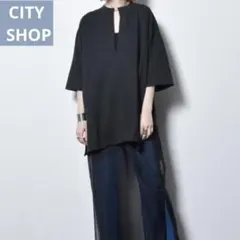 CITY SHOP シティーショップ KEY NECK 半袖Tシャツ 黒 Fのサムネイル
