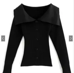 GRL ビッグカラーニットトップス[dr504] ブラック