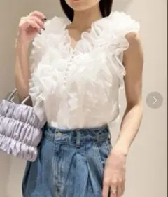 【美品】SNIDEL Sustainableボリュームフリルブラウス