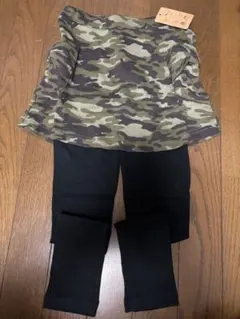 迷彩柄トップスと黒レギンスセット 130
