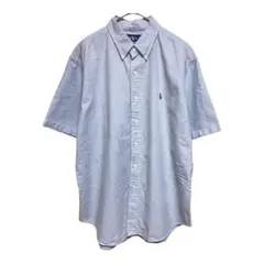 ラルフローレン オックスフォード ボタンダウン半袖シャツ XL ブルー