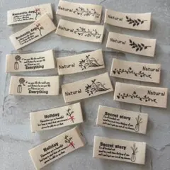 布　タグ　フラワー＆リーフ 4柄16枚　handmadeラベル 手芸材料