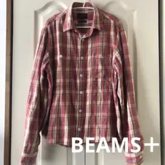 メンズ　BEAMS ＋ ビームスプラス　フランネルシャツ　Lサイズ　赤系
