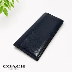 美品‼︎ ◆COACH◆ 二つ折り長財布/本革レザー/ダークネイビー/コーチのサムネイル
