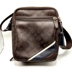 COACH シグネチャー柄 ブラウン 斜め掛け ショルダーバッグ
