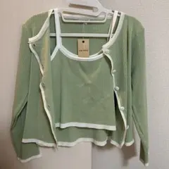 LAC VERT グリーン カーディガン タンクトップ セット