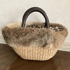 ファー付きカゴバッグ