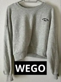 WEGO レディース　ショート丈　トレーナー　スウェット　ワンポイント　グレー