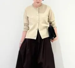 PLST プラステ レーヨンブレンドパールボタンラメカーディガン XL 洗える