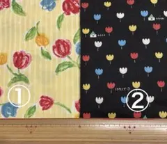 ＣＴ７９３　カラフルチューリップ柄ハギレ綿生地 2セット