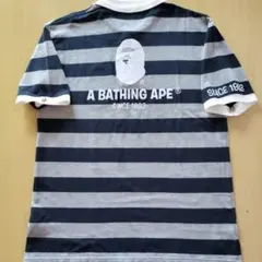 希少A BATHING APE BAPE ポロシャツ ボーダー ヘッド ロゴ Lのサムネイル