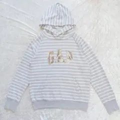 GAP ストライプ パーカー グレー S ゴールド ロゴ スウェット シャツのサムネイル