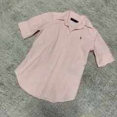 ✨美品✨ラルフローレン★洗える ピンクストライプ シャツ 半袖 ポニー刺繍